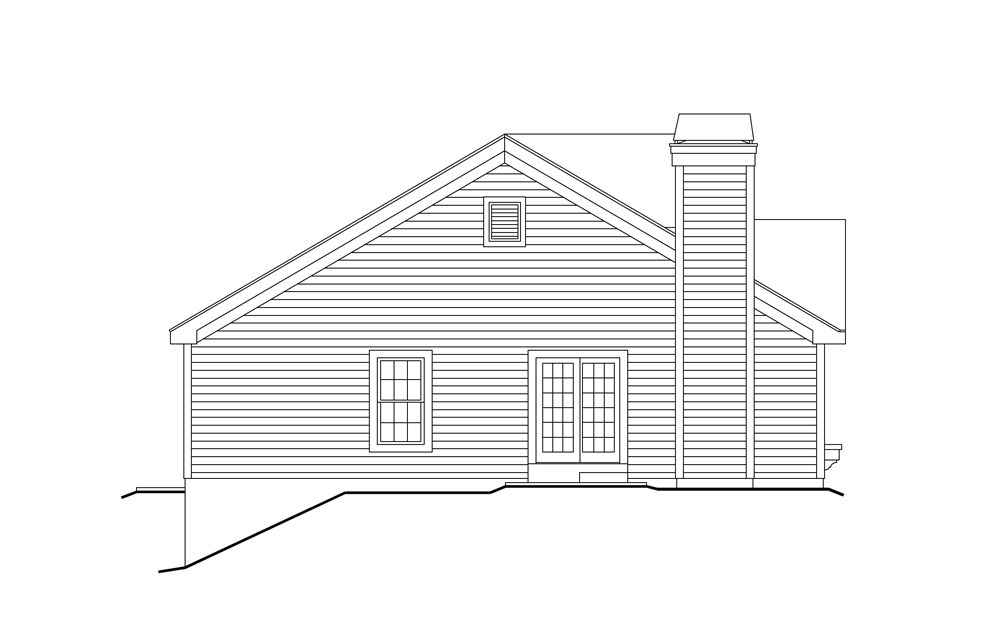 Home Plan Left Elevation of this 2-Bedroom,1072 Sq Ft Plan -138-1159