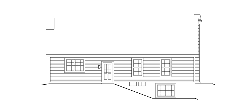 Home Plan Rear Elevation of this 2-Bedroom,1072 Sq Ft Plan -138-1159