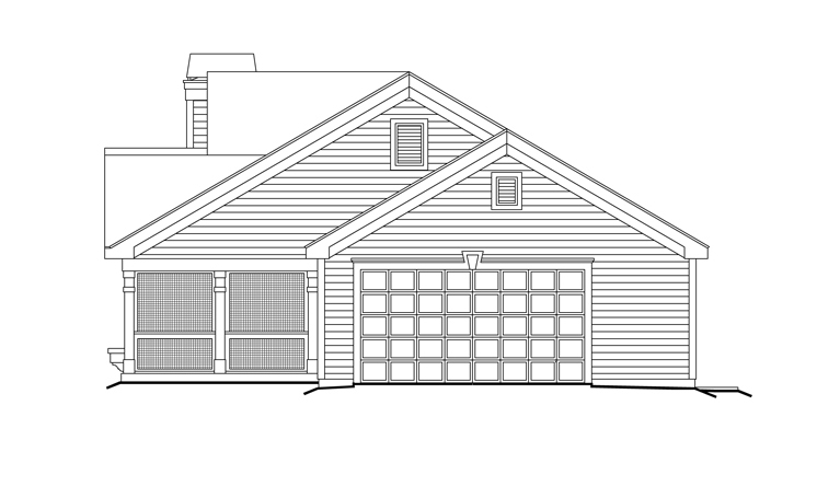 Home Plan Right Elevation of this 2-Bedroom,1072 Sq Ft Plan -138-1159