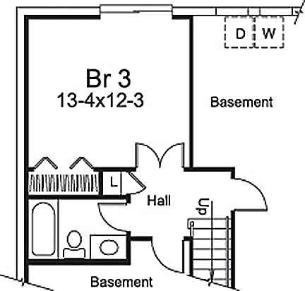 Floor Plan Basement of Country Plan #138-1159