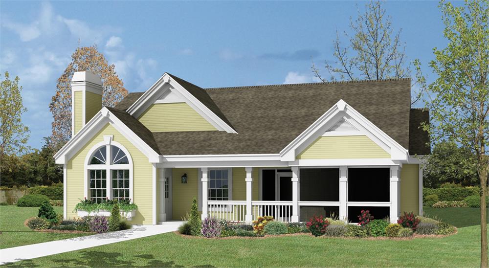 Front elevation of Country home (ThePlanCollection: House Plan #138-1159)