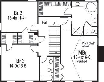 Floor Plan Second Story of Country Plan #138-1162