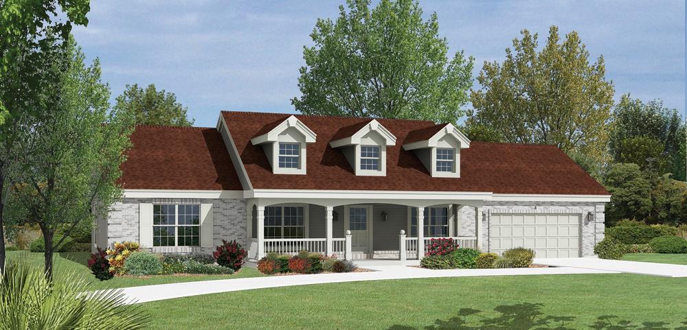 Front elevation of Ranch home (ThePlanCollection: House Plan #138-1165)
