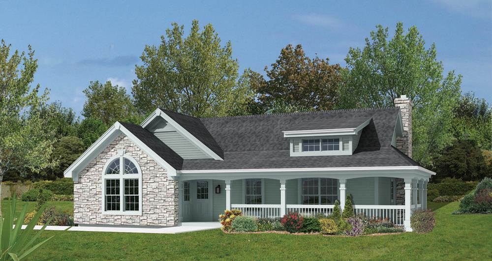 Front elevation of Ranch home (ThePlanCollection: House Plan #138-1166)