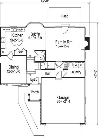 Floor Plan First Story of Traditional Plan #138-1169