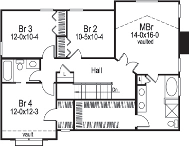 Floor Plan Second Story of Traditional Plan #138-1169