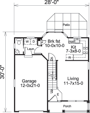 Floor Plan First Story of Traditional Plan #138-1179