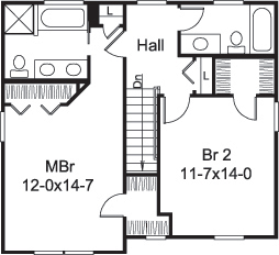 Floor Plan Second Story of Traditional Plan #138-1179