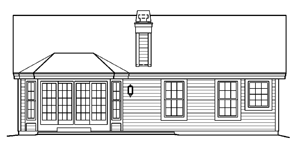 Home Plan Rear Elevation of this 3-Bedroom,1196 Sq Ft Plan -138-1185