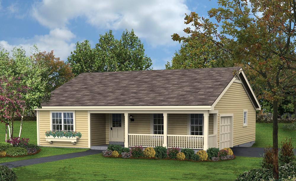 Front elevation of Ranch home (ThePlanCollection: House Plan #138-1185)