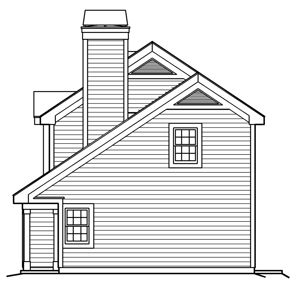 Home Plan Right Elevation of this 1-Bedroom,615 Sq Ft Plan -138-1190