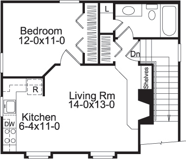 Floor Plan Second Story of Garage w/Apartments Plan #138-1190