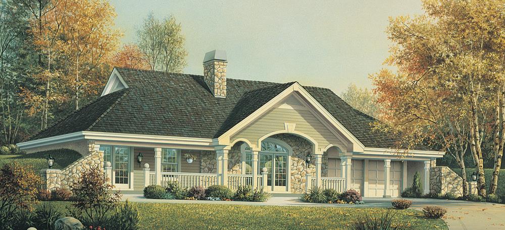 Front elevation of Ranch home (ThePlanCollection: House Plan #138-1193)