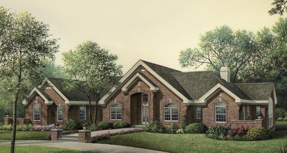 Front elevation of Ranch home (ThePlanCollection: House Plan #138-1195)