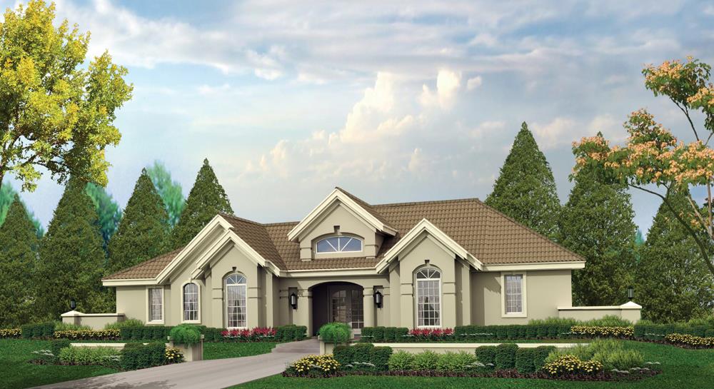 Front elevation of Ranch home (ThePlanCollection: House Plan #138-1196)