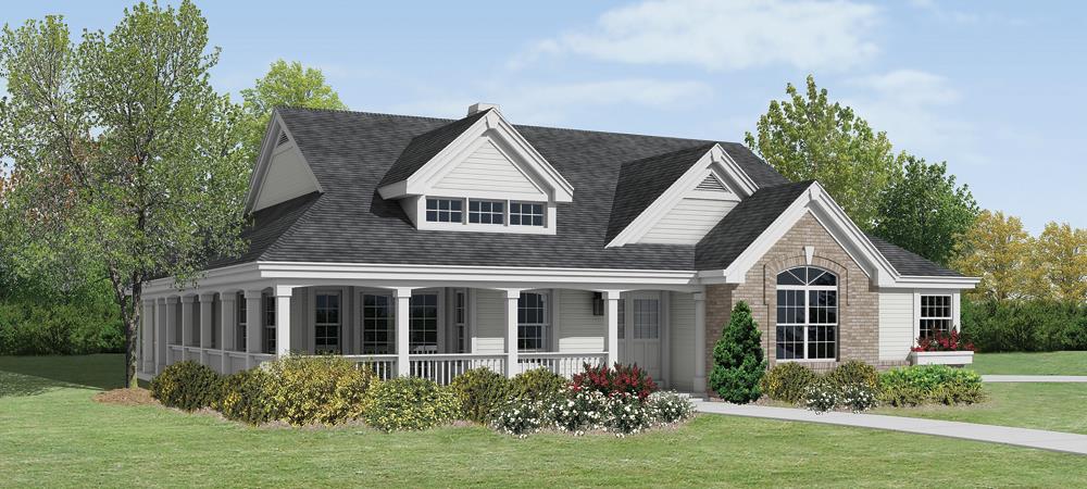 Front elevation of Ranch home (ThePlanCollection: House Plan #138-1199)