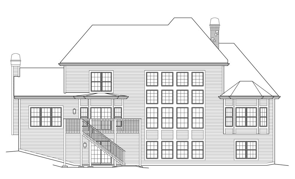 Home Plan Rear Elevation of this 4-Bedroom,4409 Sq Ft Plan -138-1216