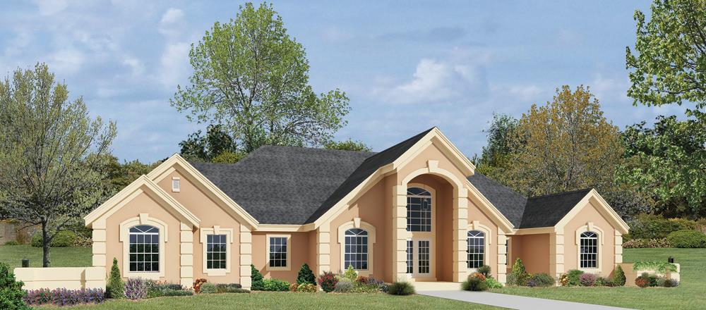 Front elevation of Ranch home (ThePlanCollection: House Plan #138-1221)