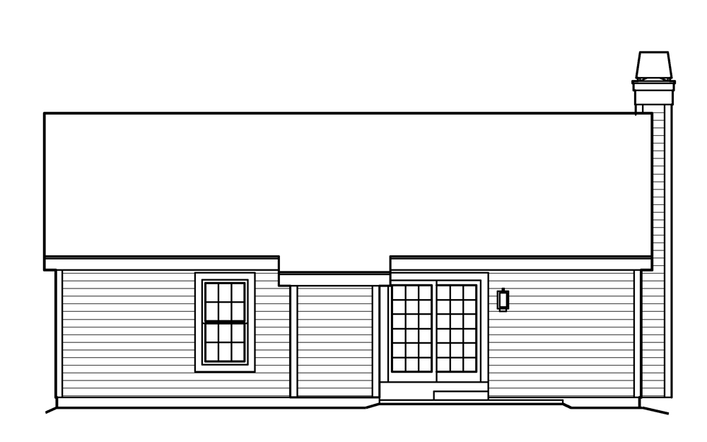 Home Plan Rear Elevation of this 3-Bedroom,1202 Sq Ft Plan -138-1223