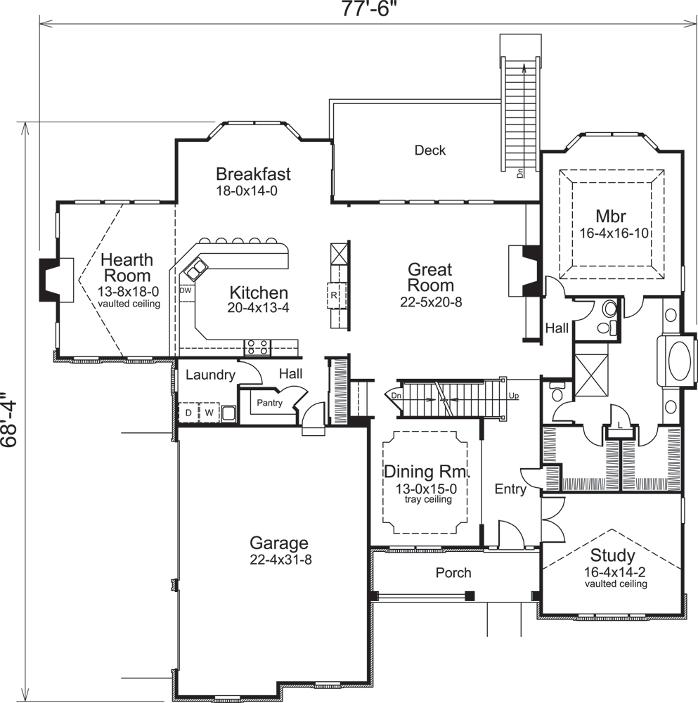 Floor Plan First Story of Traditional Plan #138-1228