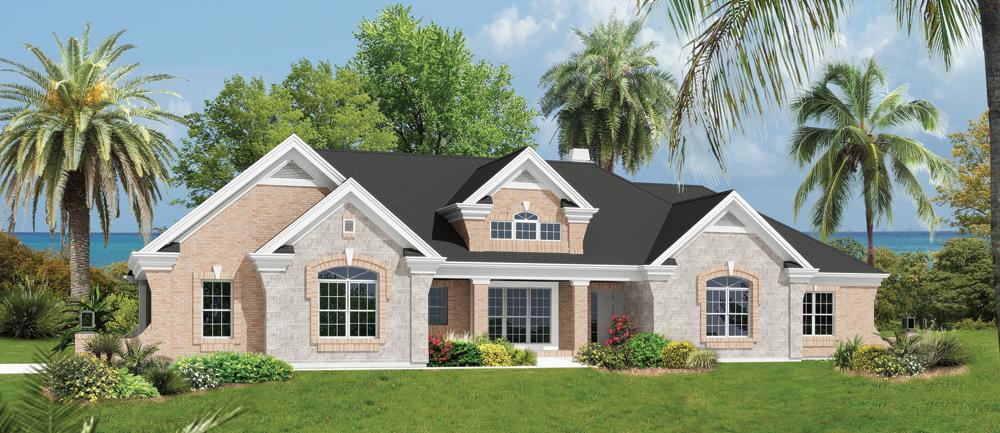 Front elevation of Ranch home (ThePlanCollection: House Plan #138-1230)