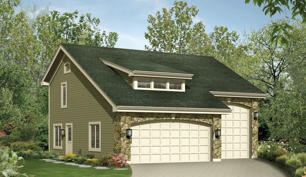 Front elevation of Garage w/Apartments home (ThePlanCollection: House Plan #138-1232)