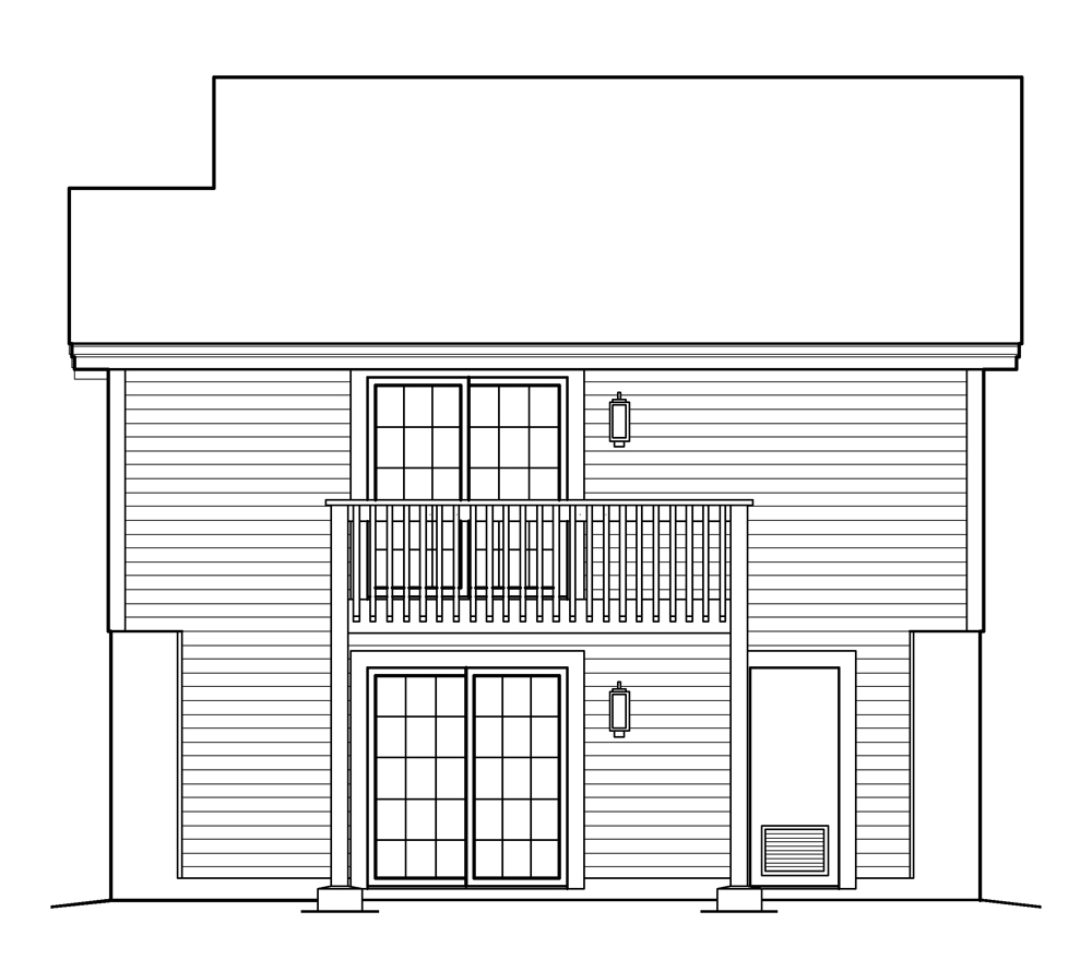 Home Plan Rear Elevation of this 1-Bedroom,771 Sq Ft Plan -138-1234