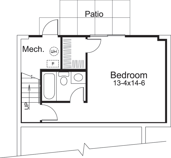 Floor Plan Basement of Cottage Plan #138-1234