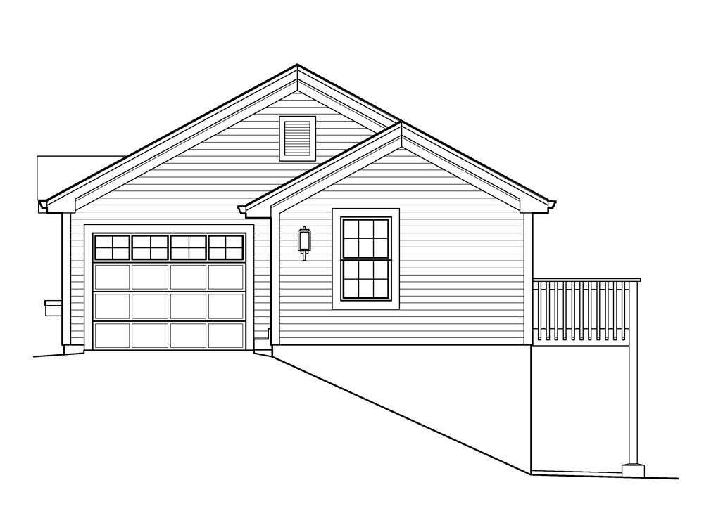 Home Plan Right Elevation of this 1-Bedroom,771 Sq Ft Plan -138-1234