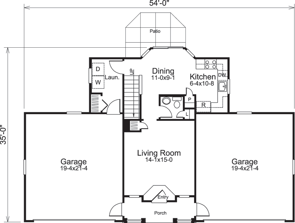 Floor Plan First Story of Garage w/Apartments Plan #138-1235