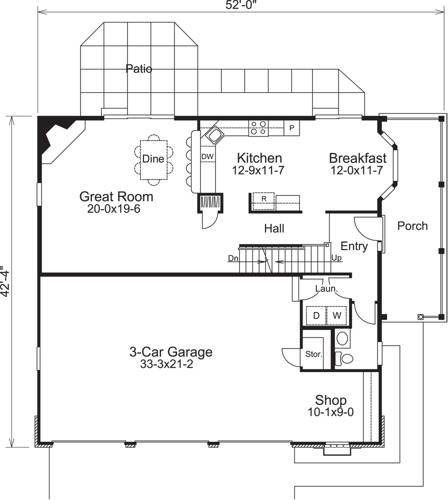 Floor Plan First Story of Country Plan #138-1237