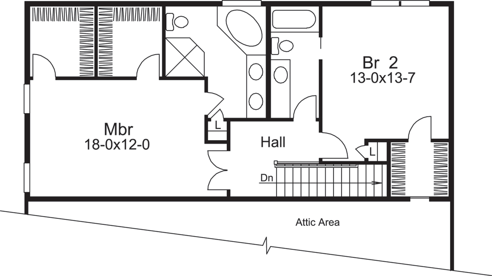Floor Plan Second Story of Country Plan #138-1237