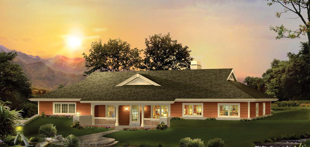 Front elevation of Ranch home (ThePlanCollection: House Plan #138-1238)