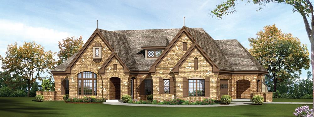 Front elevation of European home (ThePlanCollection: House Plan #138-1239)