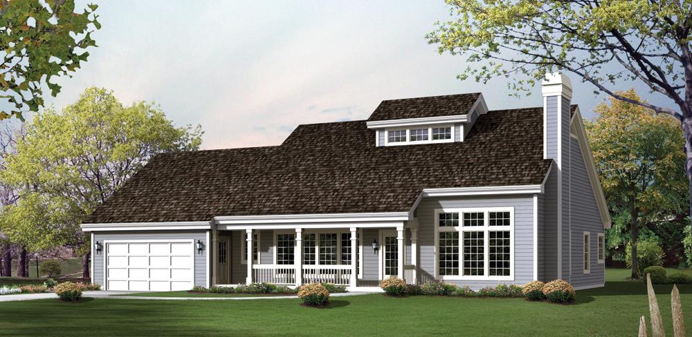 Front elevation of Transitional home (ThePlanCollection: House Plan #138-1242)