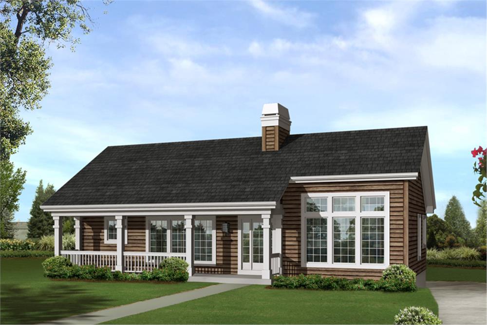 Color rendering of Country home (ThePlanCollection: House Plan #138-1246)