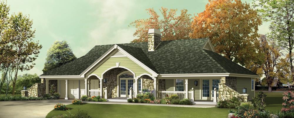 Front elevation of Ranch home (ThePlanCollection: House Plan #138-1248)