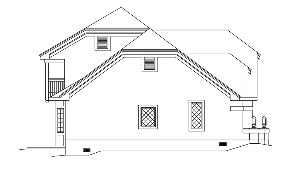 Home Plan Left Elevation of this 3-Bedroom,1828 Sq Ft Plan -138-1250