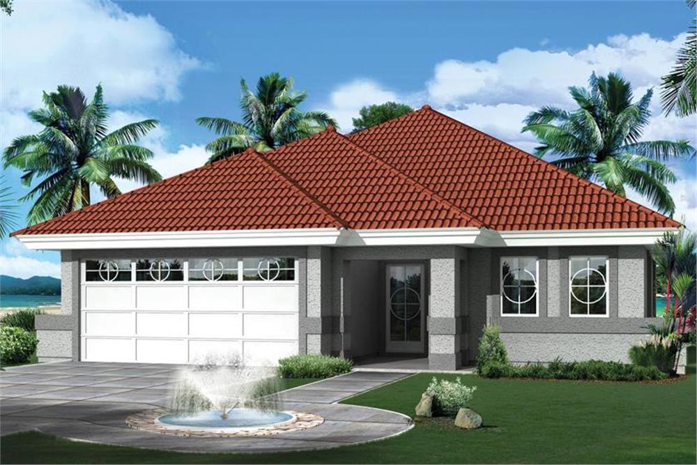 Front elevation of Florida Style home (ThePlanCollection: House Plan #138-1265)