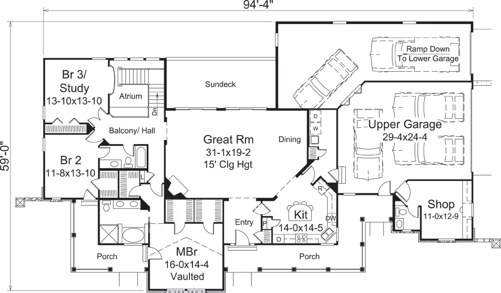 Floor Plan First Story of Country Plan #138-1266