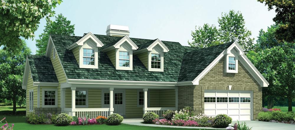 Front elevation of Ranch home (ThePlanCollection: House Plan #138-1273)