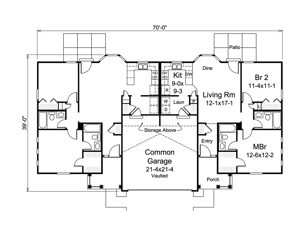 Floor Plan First Story of Multi-Unit Plan #138-1276