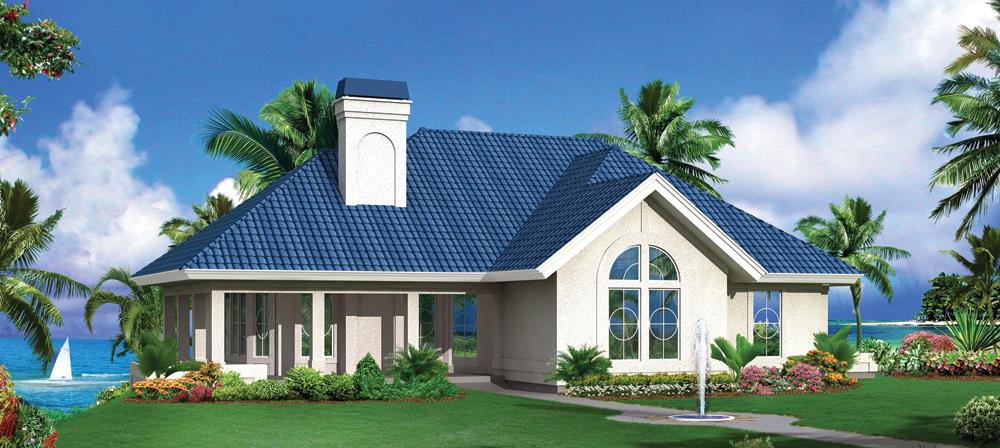 Front elevation of Ranch home (ThePlanCollection: House Plan #138-1277)