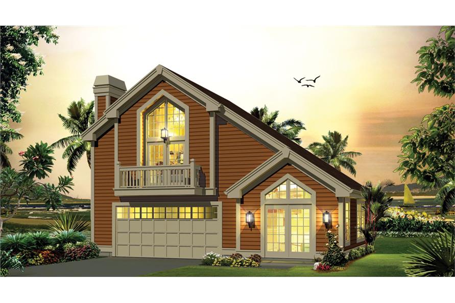 1-Bedroom, 1028 Sq Ft Garage w/Apartments House Plan - 138-1278 - Front Exterior