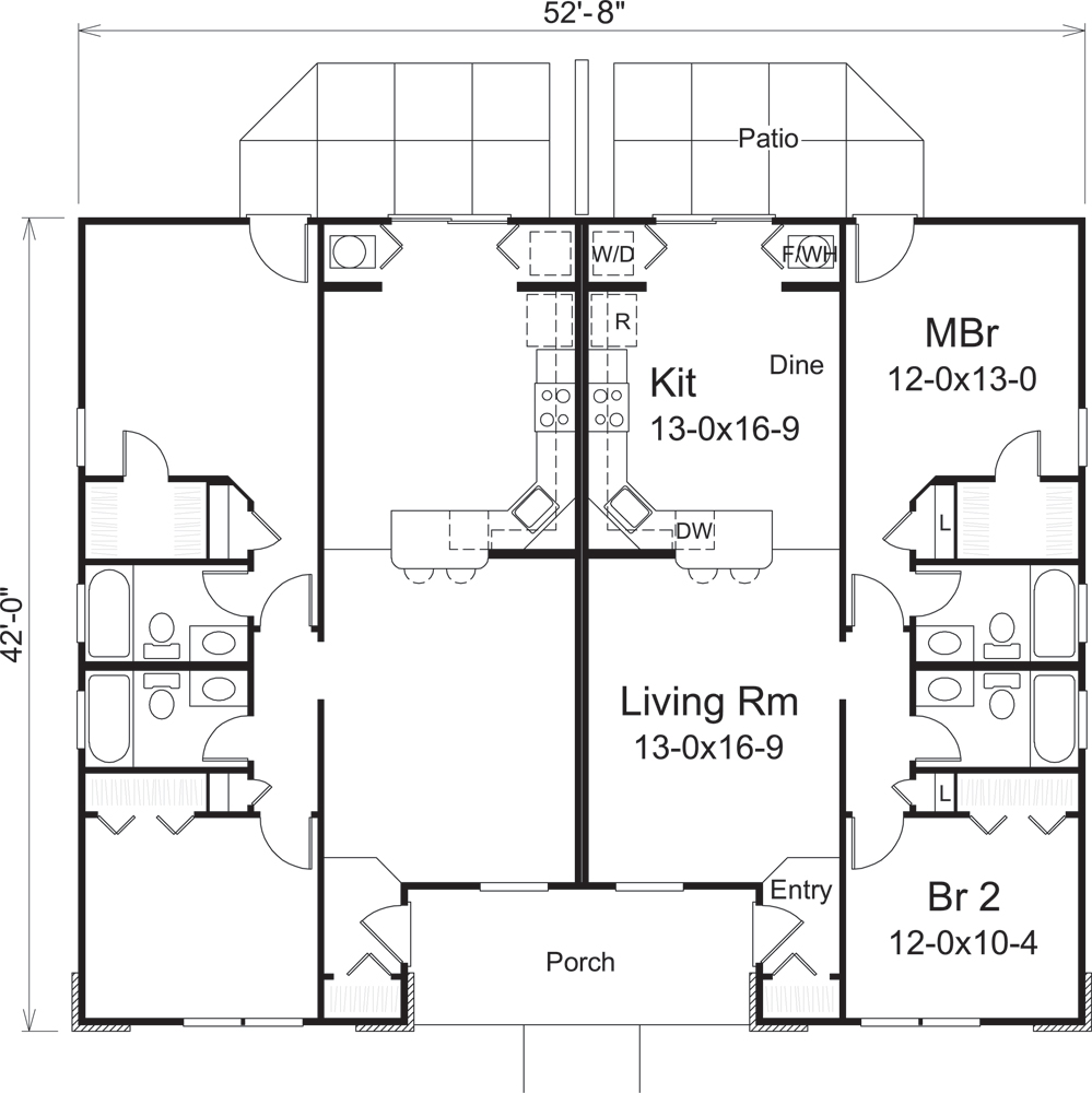 Floor Plan First Story of Multi-Unit Plan #138-1279