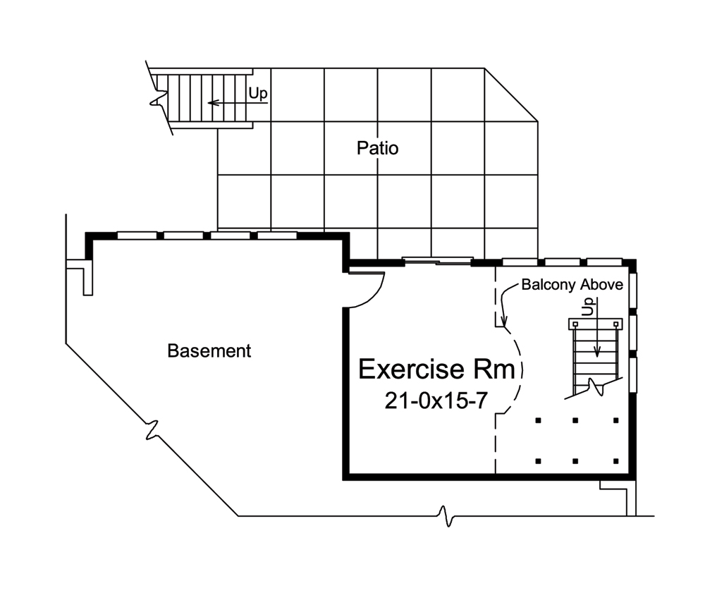 Floor Plan Basement of European Plan #138-1283