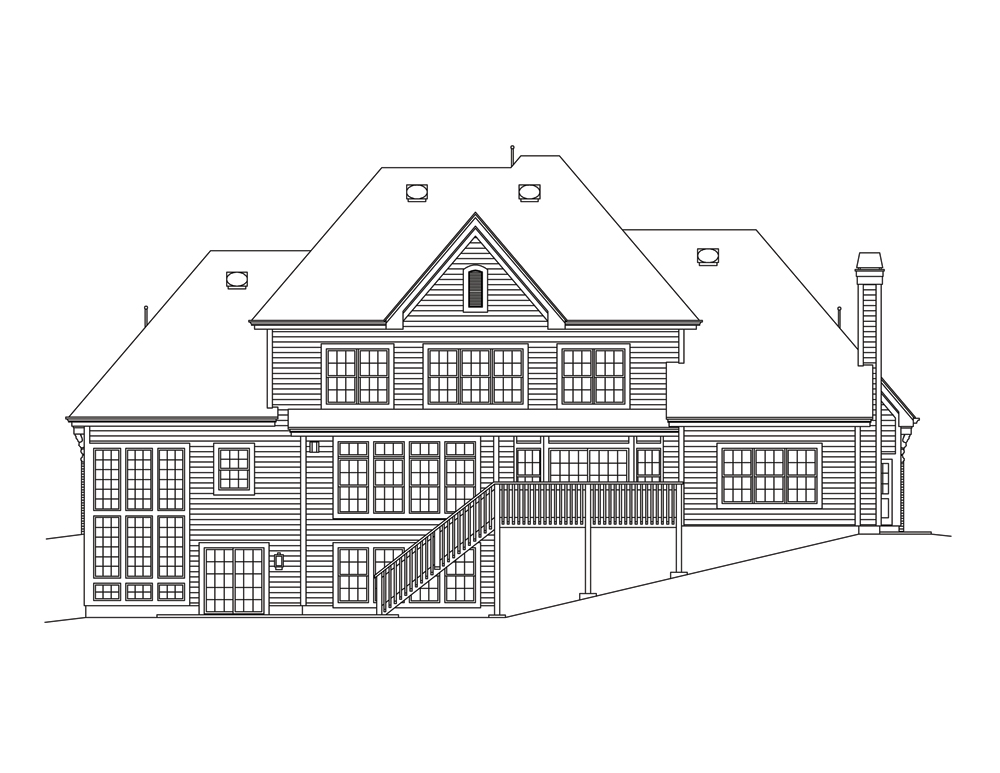 Home Plan Rear Elevation of this 4-Bedroom,4465 Sq Ft Plan -138-1283