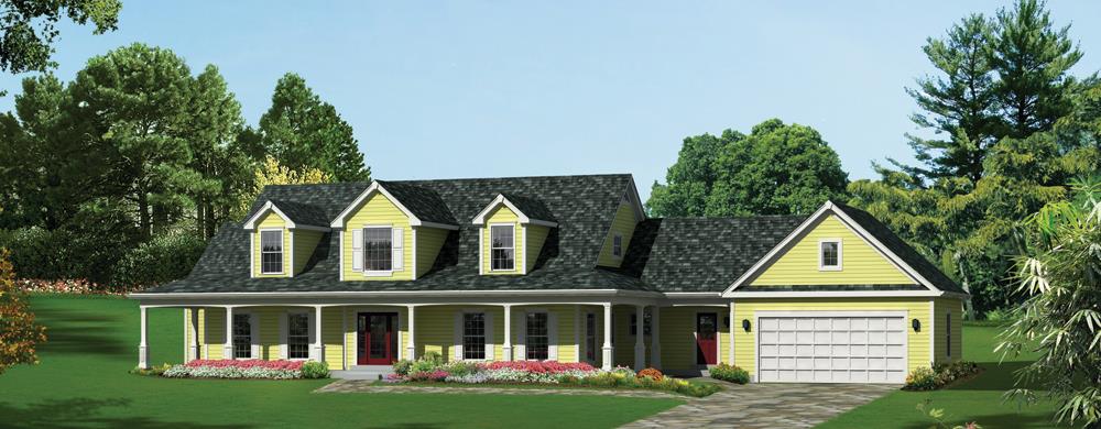 Front elevation of Ranch home (ThePlanCollection: House Plan #138-1288)