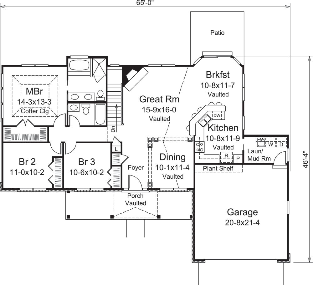 Floor Plan First Story of Traditional Plan #138-1289