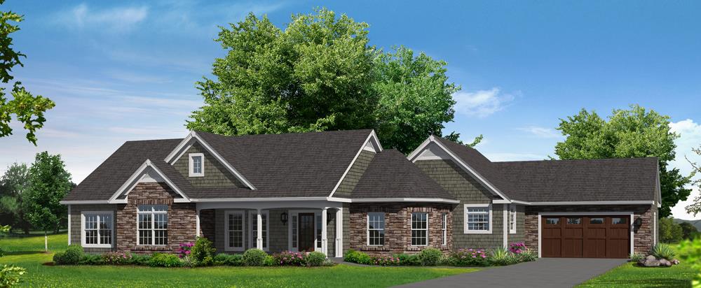 Front elevation of Ranch home (ThePlanCollection: House Plan #138-1302)
